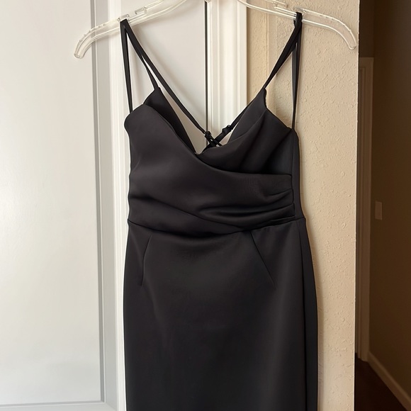 ASOS DESIGN SCUBA CAMI PEPHEM MIDI DRESS-BLACK - Picture 5 of 9